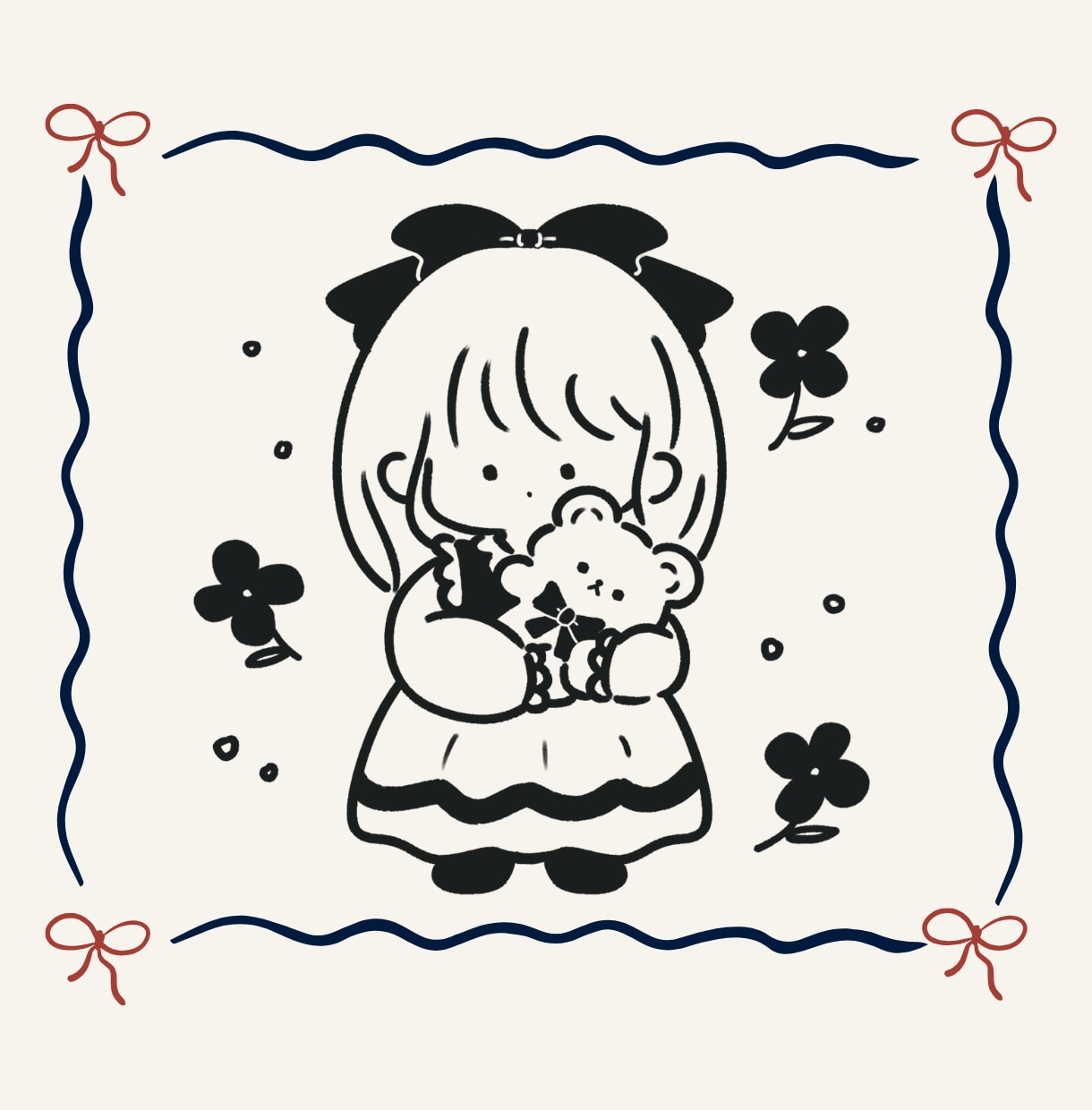 やわらかいタッチで海外風似顔絵イラストを描きます かわいい柔らかいゆるいぬいっぽいイラスト イメージ3