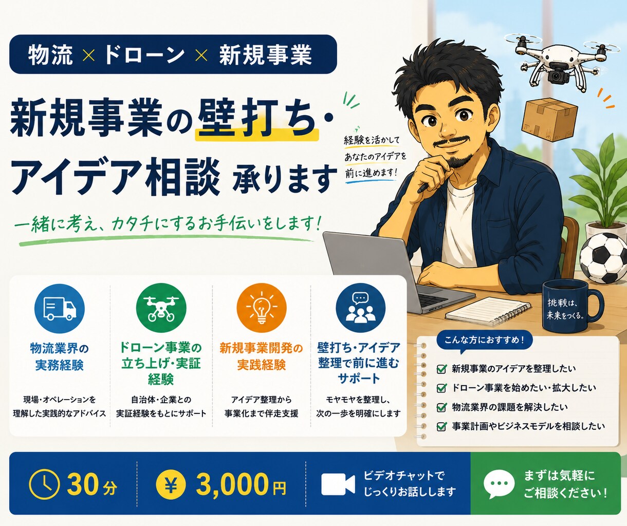 仕事・副業・新規事業の壁打ち相談に乗ります 物流会社の新規事業担当者がご相談に乗ります イメージ1