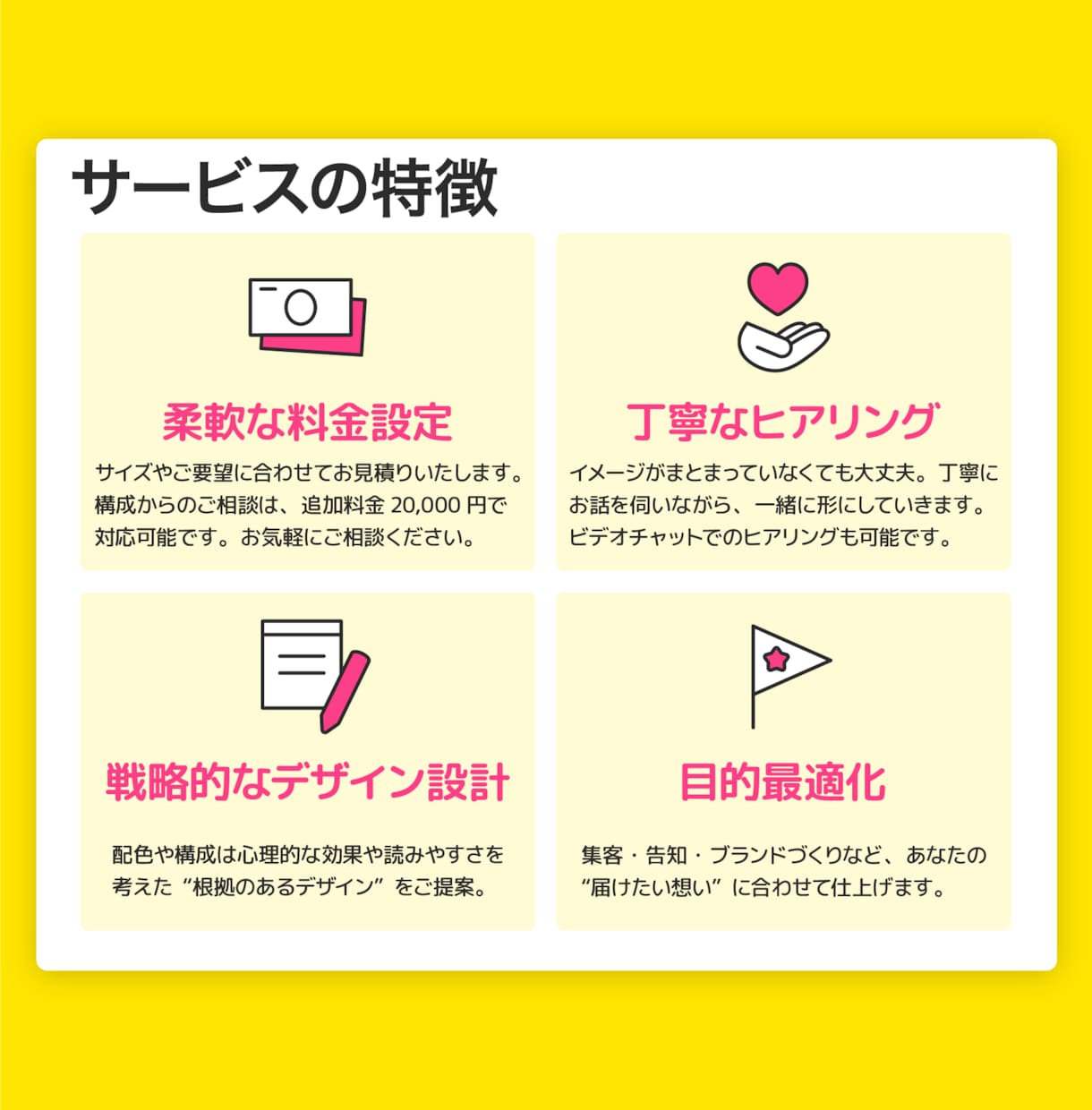 ロジカル×デザインで、成果につながるLP作ります 心理分析と導線設計で、考え抜かれた戦略的なLPをご提案! イメージ3