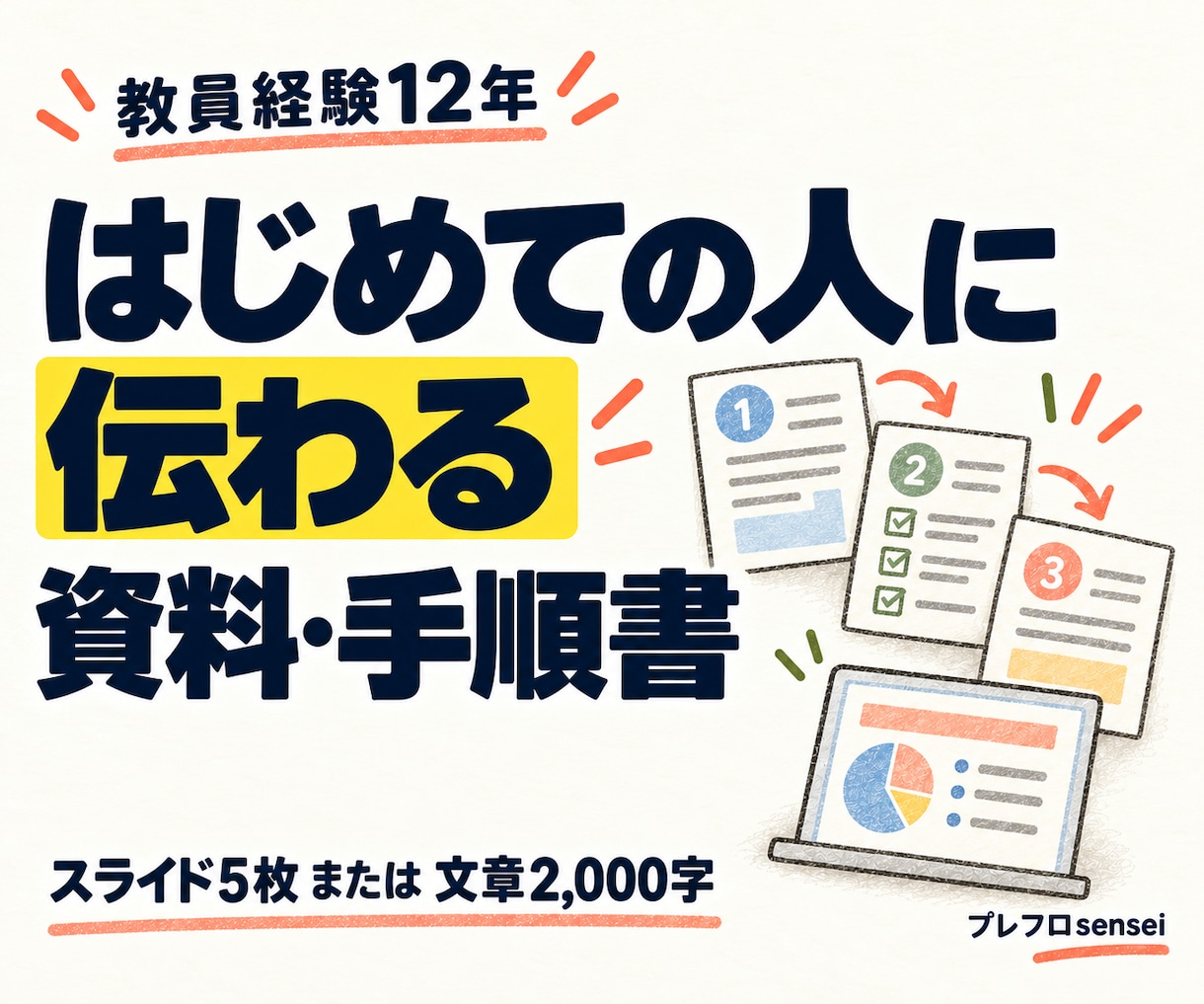 教員が伝わる研修資料・手順書を作ります 教員経験12年。メモから，初めての人に伝わる形へ イメージ1