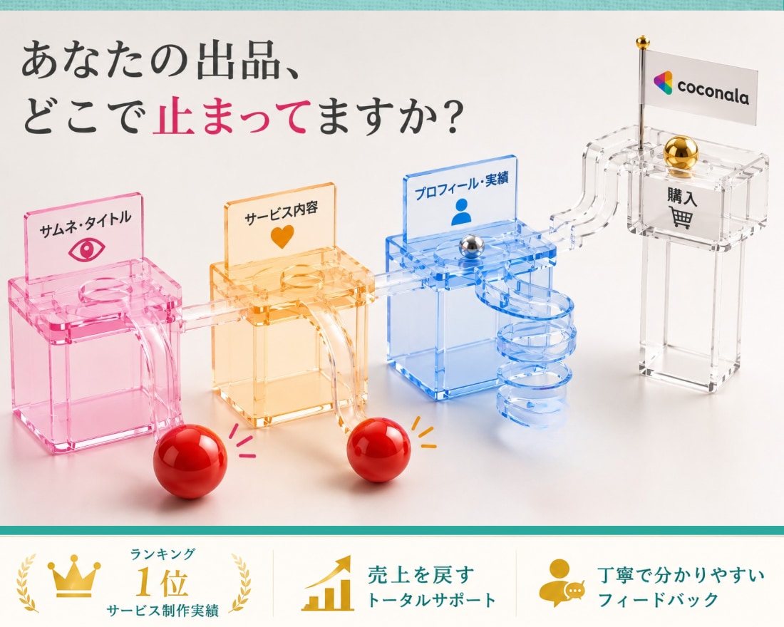 ココナラ出品の損ポイント見つけます 診断→改善案までわかりやすくご提案 イメージ1