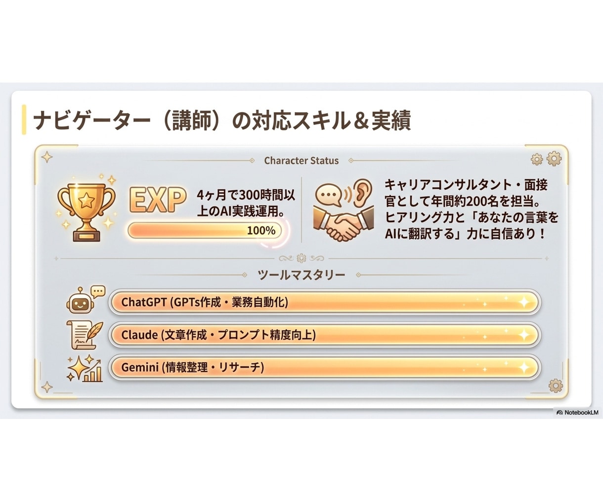主要3社を使用した非エンジニアが伴走します 500時間の実践経験からあなたをサポート イメージ4