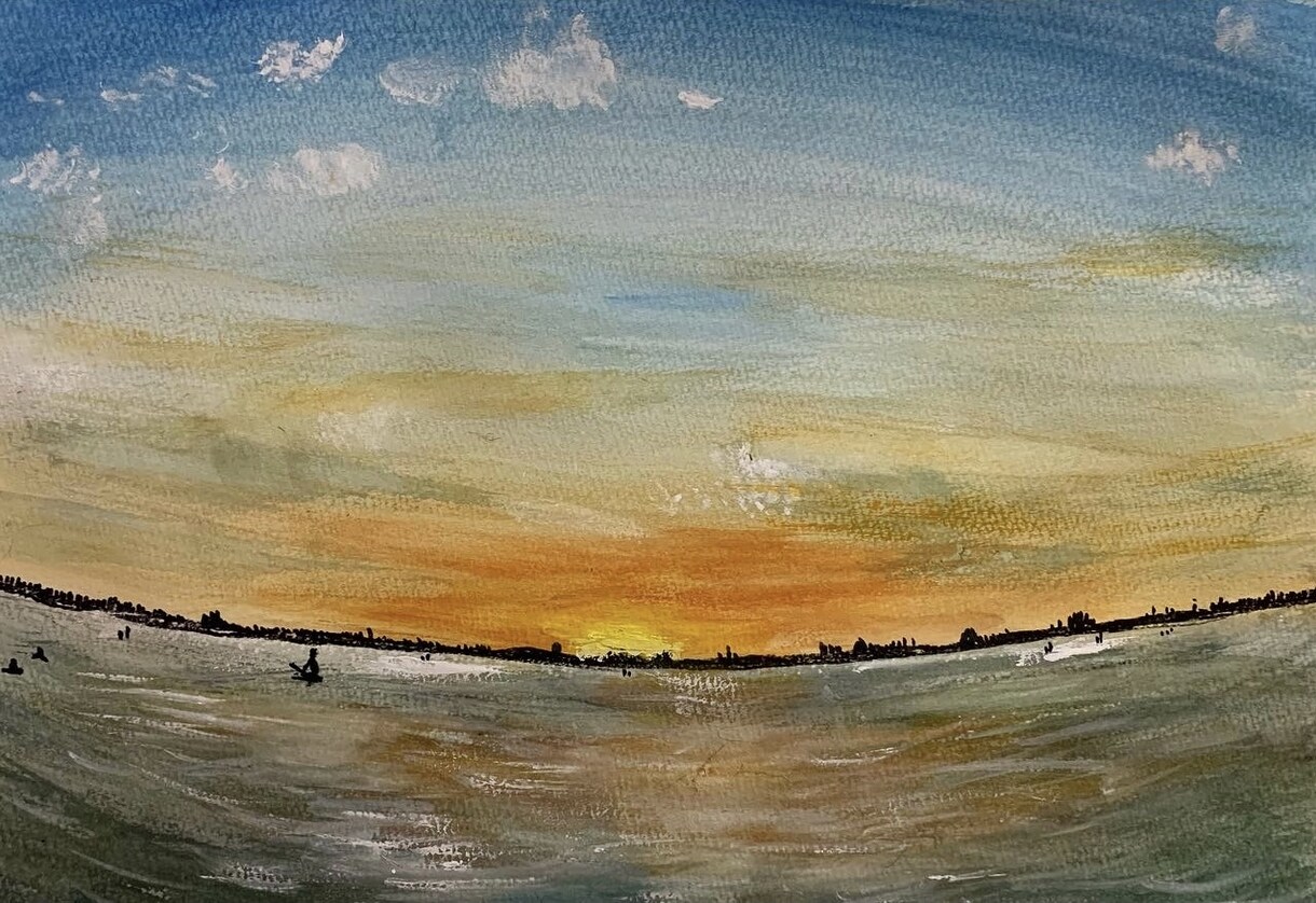 心に残る風景画（海、朝日、夕日、空など）描きます 水彩画を油絵のように描く風景画 イメージ6