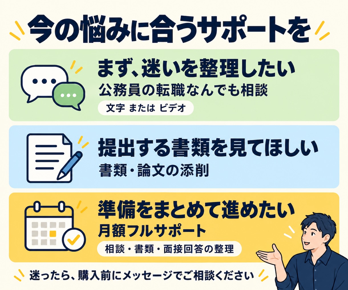 公務員の転職なんでも相談に文字でのります 元自治体職員12年｜公務員へ・公務員から、じっくり相談 イメージ2