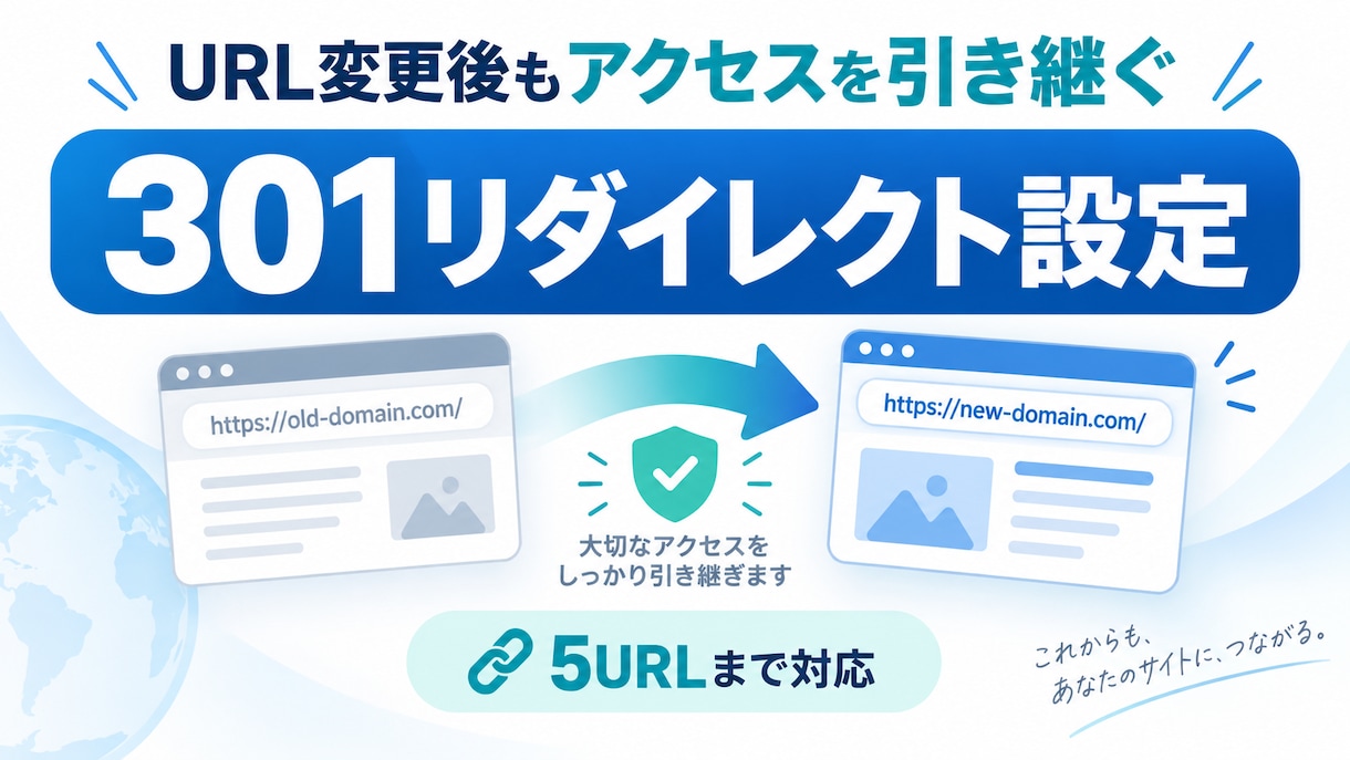 WordPressの301リダイレクトを設定します URL変更後の転送設定をバックアップ・復元確認付きで対応 イメージ1
