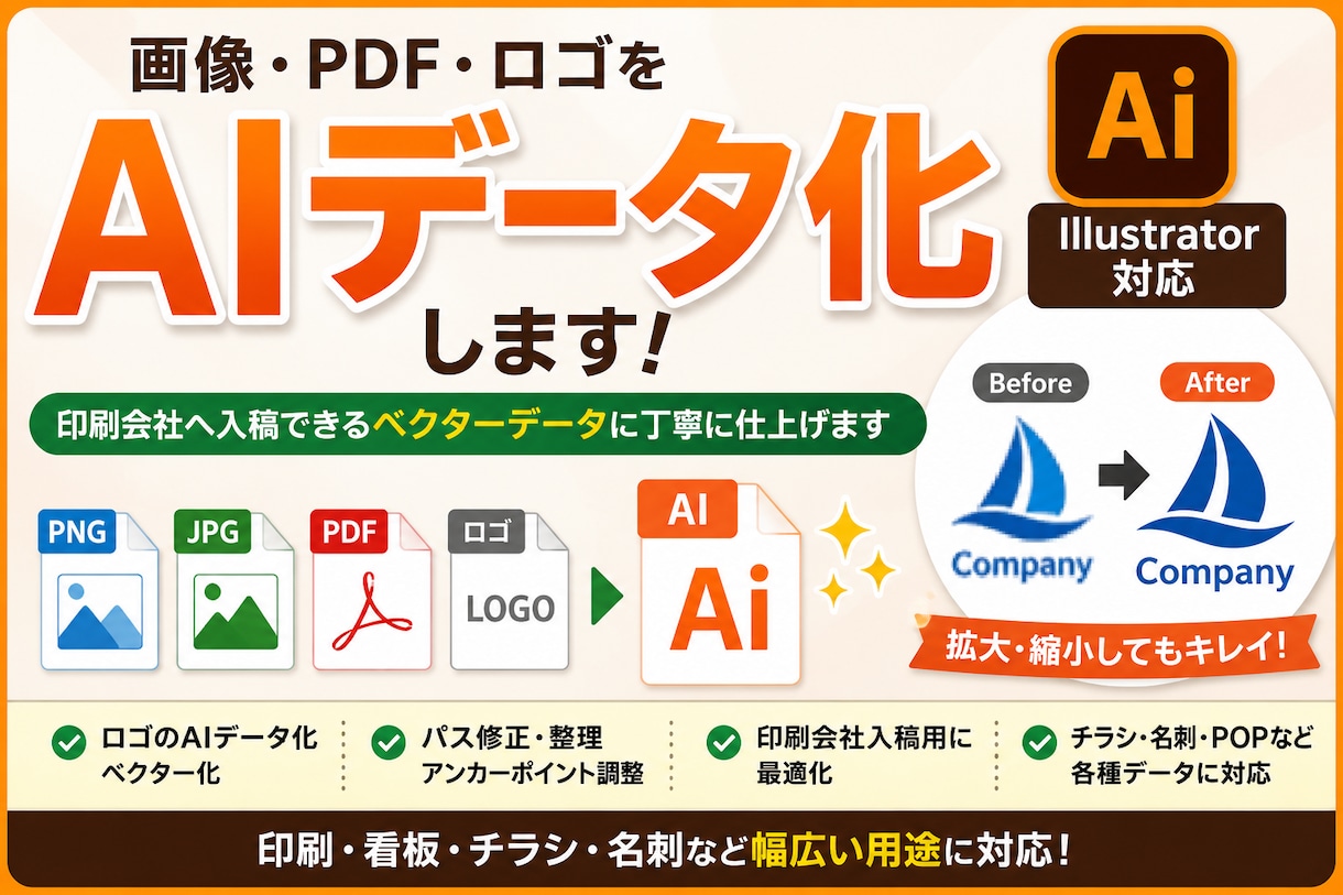 画像PDFをIllustratorでデータ化します ロゴ・画像をIllustratorでAIデータ化します イメージ1