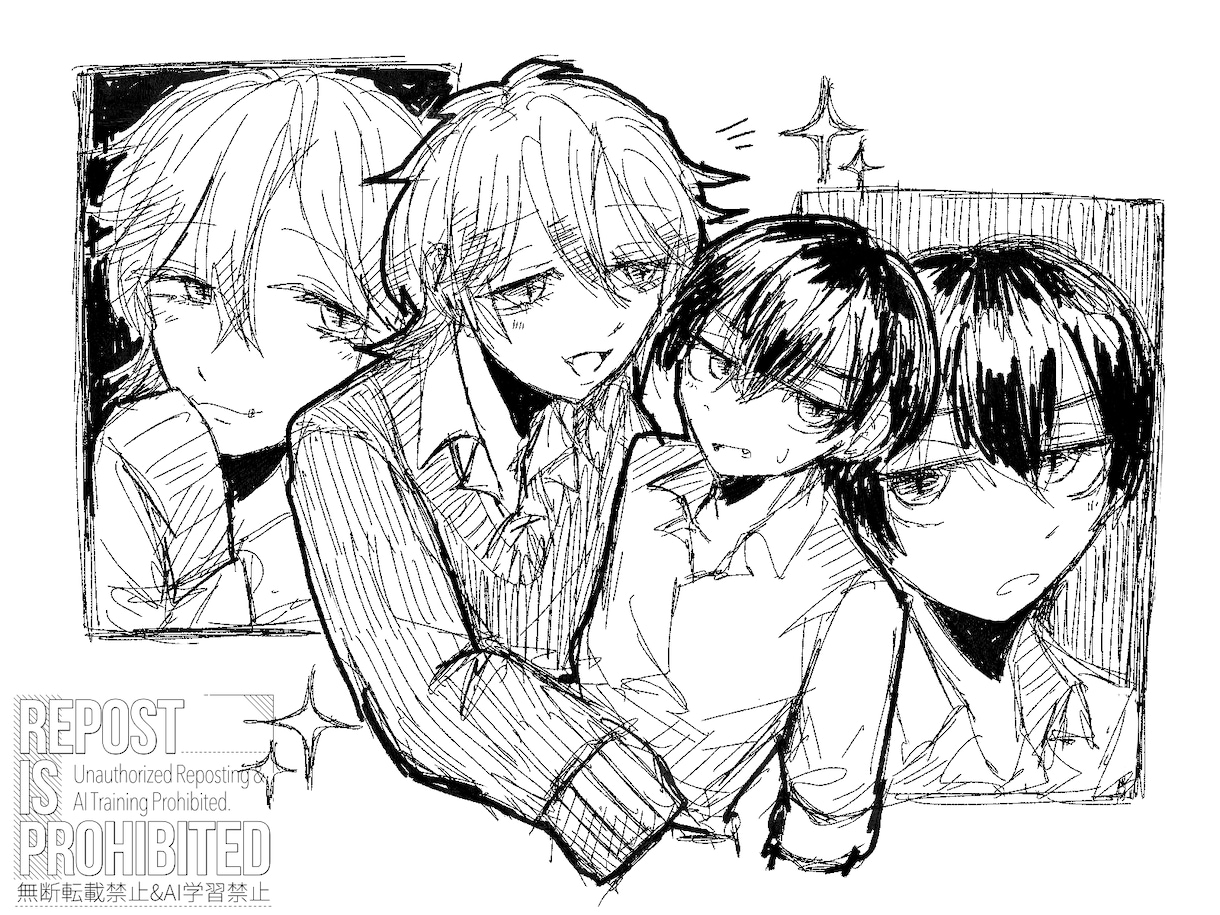 白黒ラクガキスケッチイラスト描きます 気軽に他人の描くOCが見たい人へ！詰め込み絵やラフ立ち絵など イメージ4