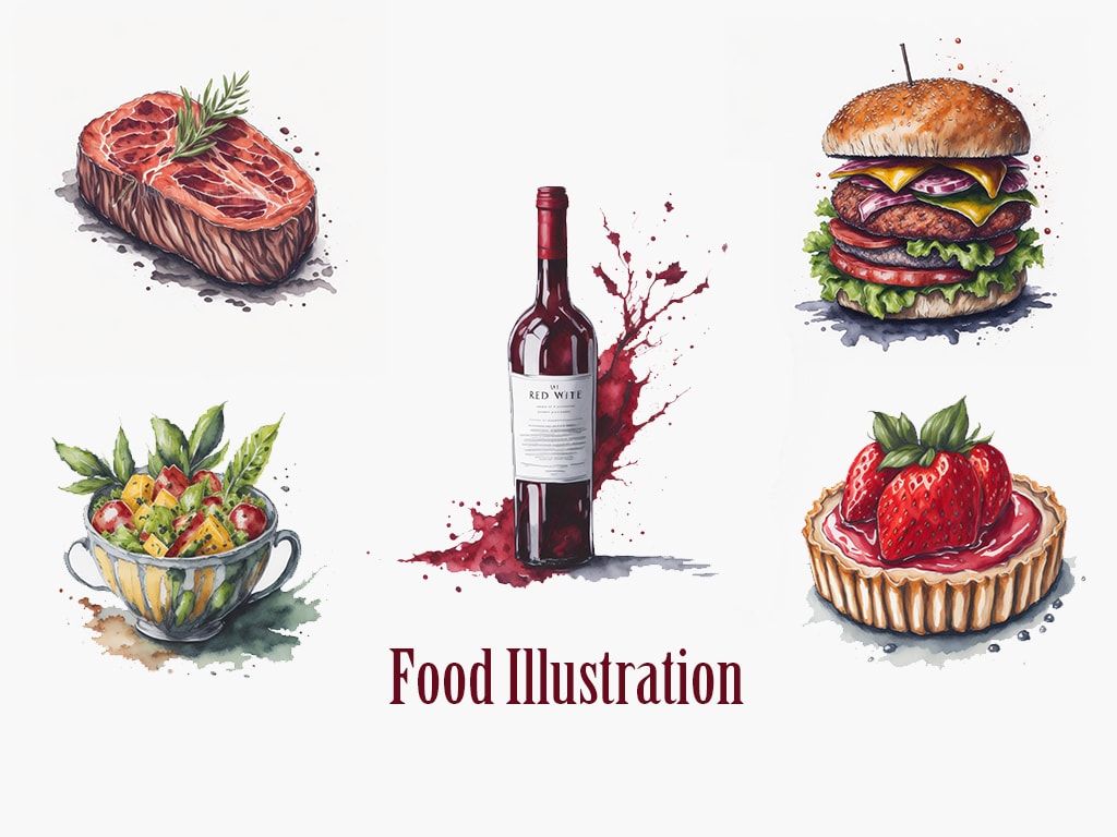 商用利用可能な食べ物の水彩画イラスト描きます 温かみのあるイラストで美味しさを届けます イメージ1