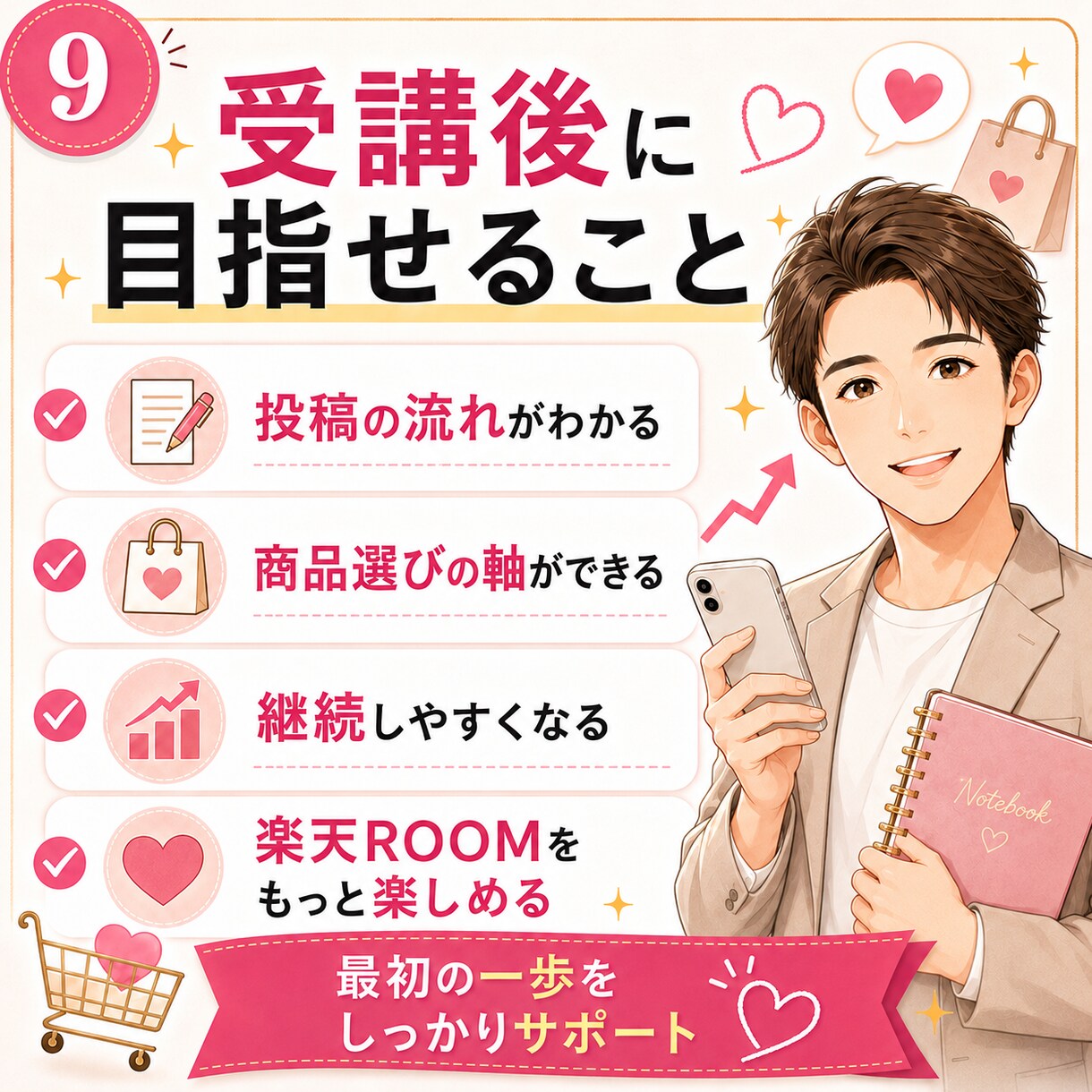 楽天ROOM初心者向け講座｜優しく丁寧に解説します 基礎的なところから商品選びなど。1か月徹底サポートします イメージ9