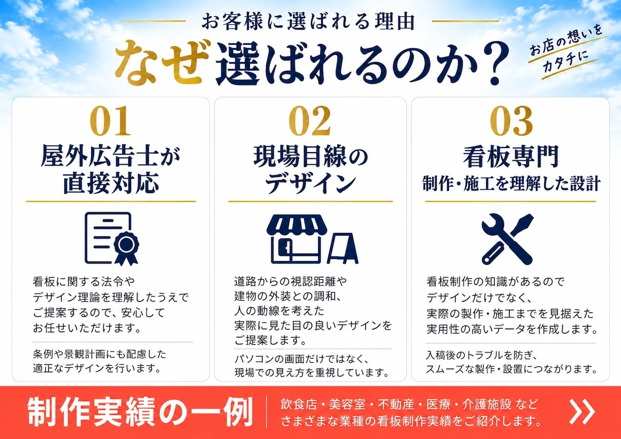 看板デザイン・看板制作データを作成します 屋外広告士｜看板・ウインドウサイン・のぼり イメージ4