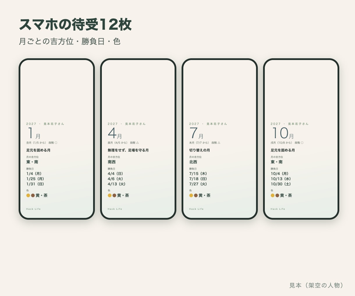 生年月日から2027年の吉方位カレンダーを作ります 365日分の吉方位と毎日の過ごし方。待受12枚つき イメージ7
