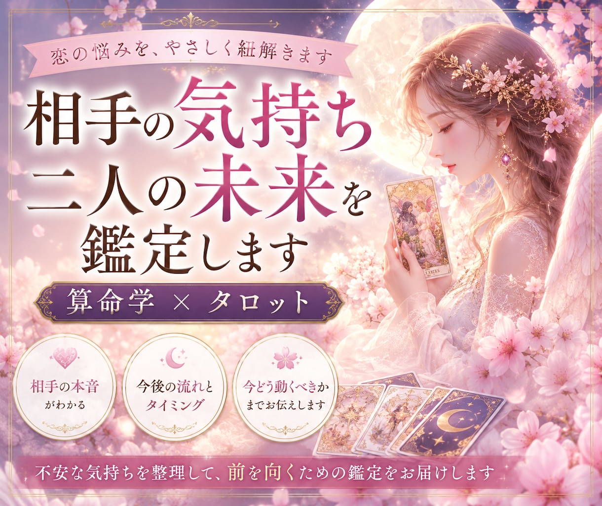 お相手の気持ちと二人の未来を鑑定します 算命学×タロットで今どう動くべきかを読み解きます イメージ1