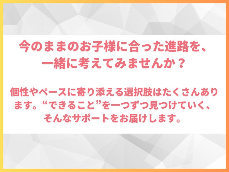 不登校のお子様をお持ちの方、お話しを聞きます 塾講師歴10年のプロが最適な進路をご提案 イメージ3