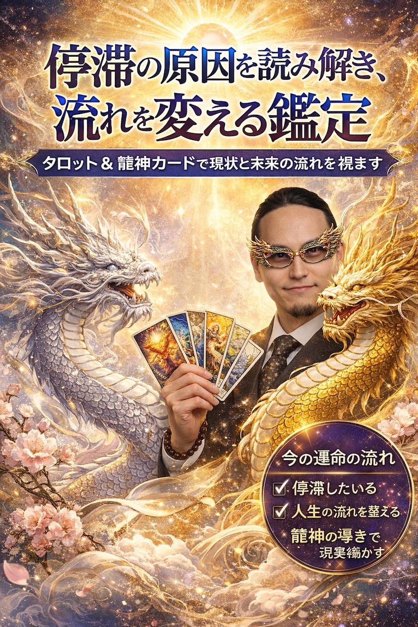 停滞の原因を読み解き現状と未来を変える鑑定をします 苦しい現状を変える鍵を見つけます｜タロット×龍神メッセージ イメージ1