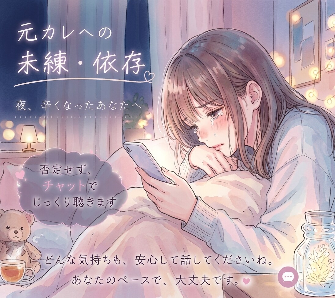 元彼への未練依存　否定せずじっくり聞きます ⁠夜の辛い未練や依存…否定せずチャットで聴きます⁠ イメージ1