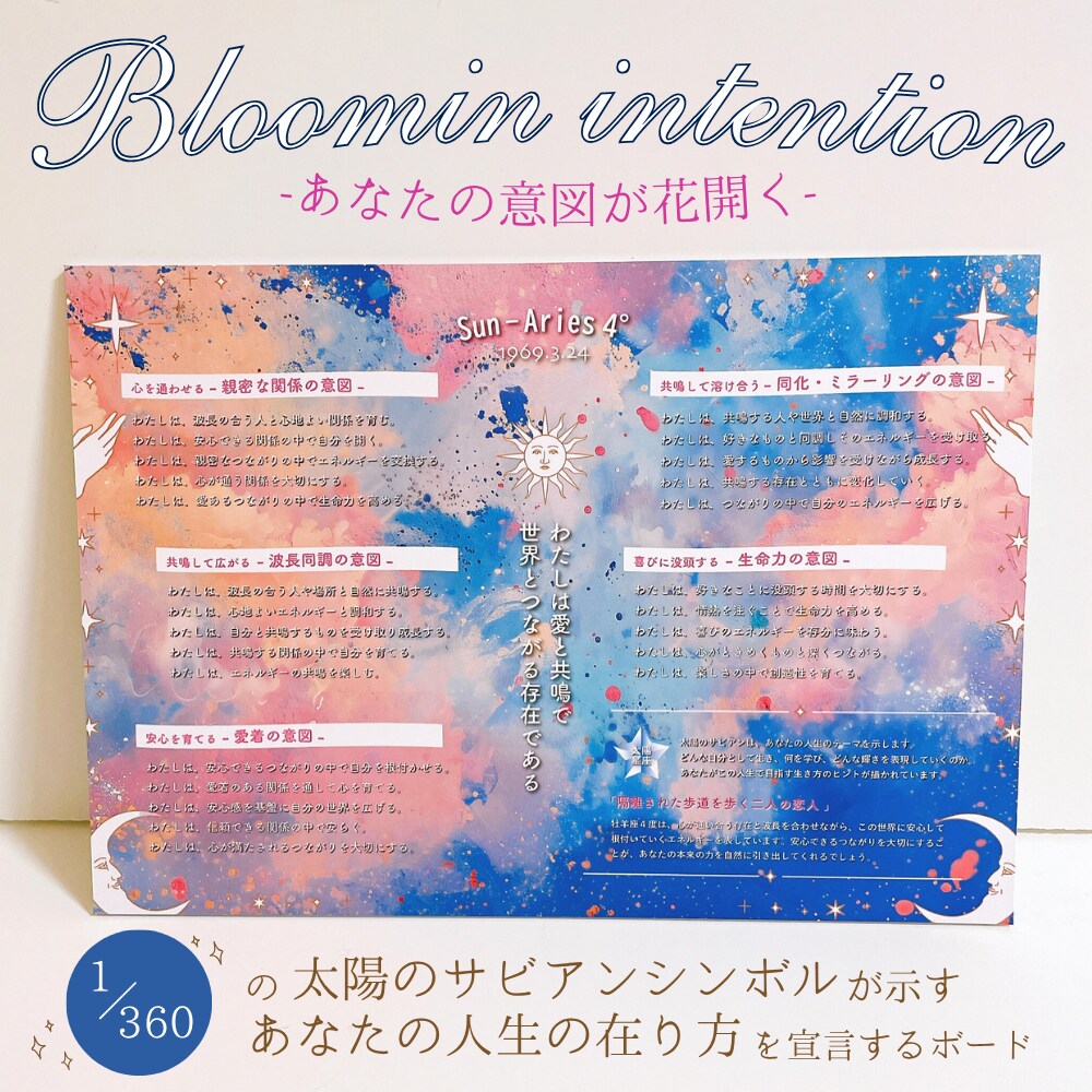 サビアンシンボルで本質を思い出すアート画像届けます 生年月日からあなたの人生の目的を宣言文章に/自由に印刷OK イメージ1