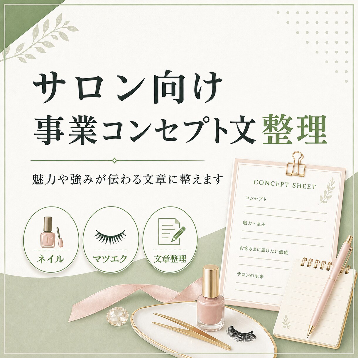個人サロンの事業コンセプト文を整えます サロンの強みや想いが伝わる文章にします イメージ1