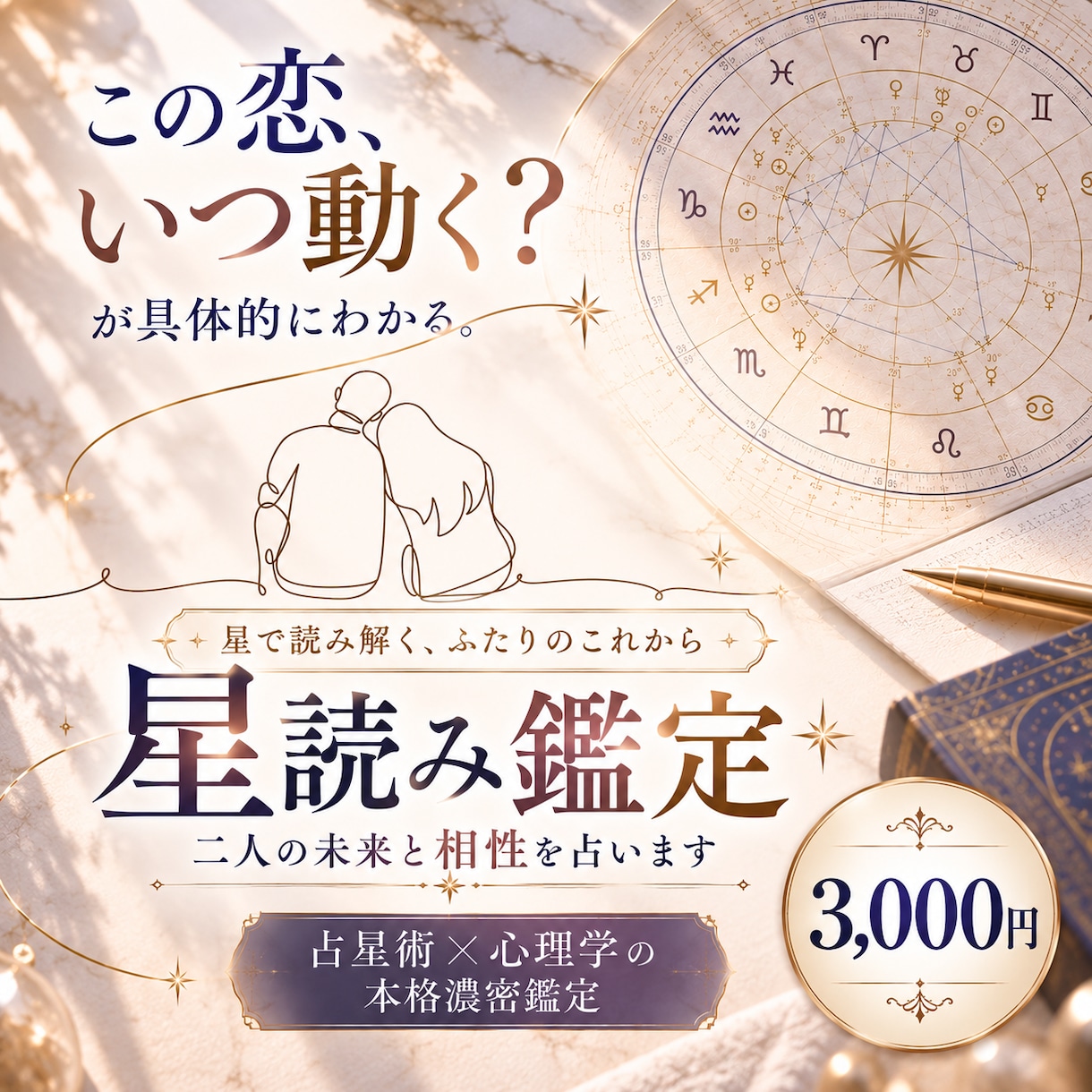 ホロスコープ鑑定｜二人の未来と相性を占います 「いつ動く？」が具体的にわかる。占星術×心理学の本格濃密鑑定 イメージ1