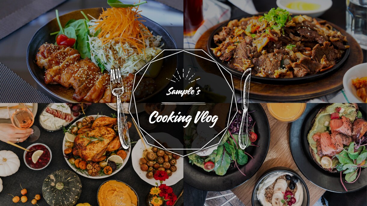 Canvaのサムネイルテンプレートを販売します CookingVlogに最適！編集可能！1280×720px イメージ2