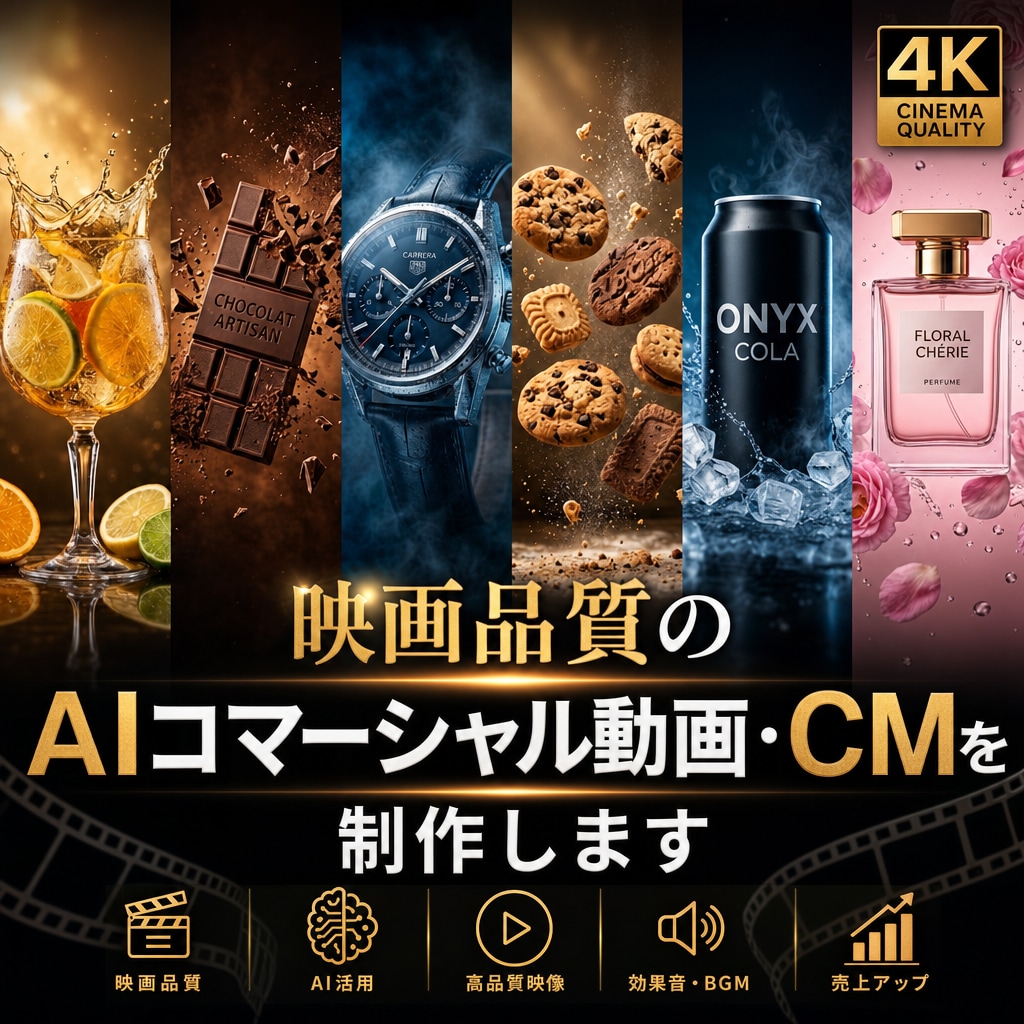 映画品質のAIコマーシャル動画を制作します 映画のようなCMで商品の価値を伝える。 イメージ1
