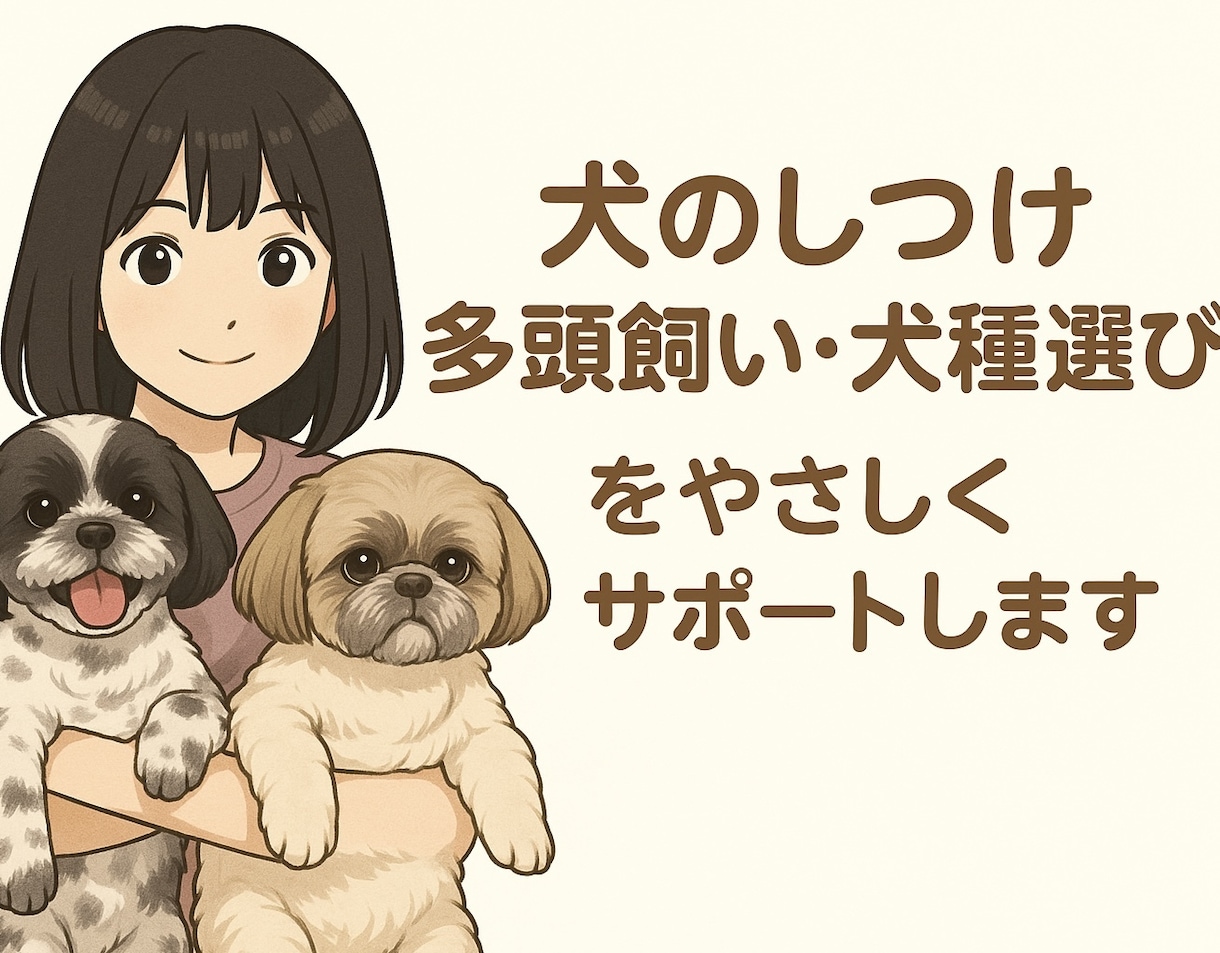 犬のしつけ多頭飼い犬種選びをやさしくサポートします 犬種選びからしつけまで！安心相談 初心者から上級者までカバー イメージ1