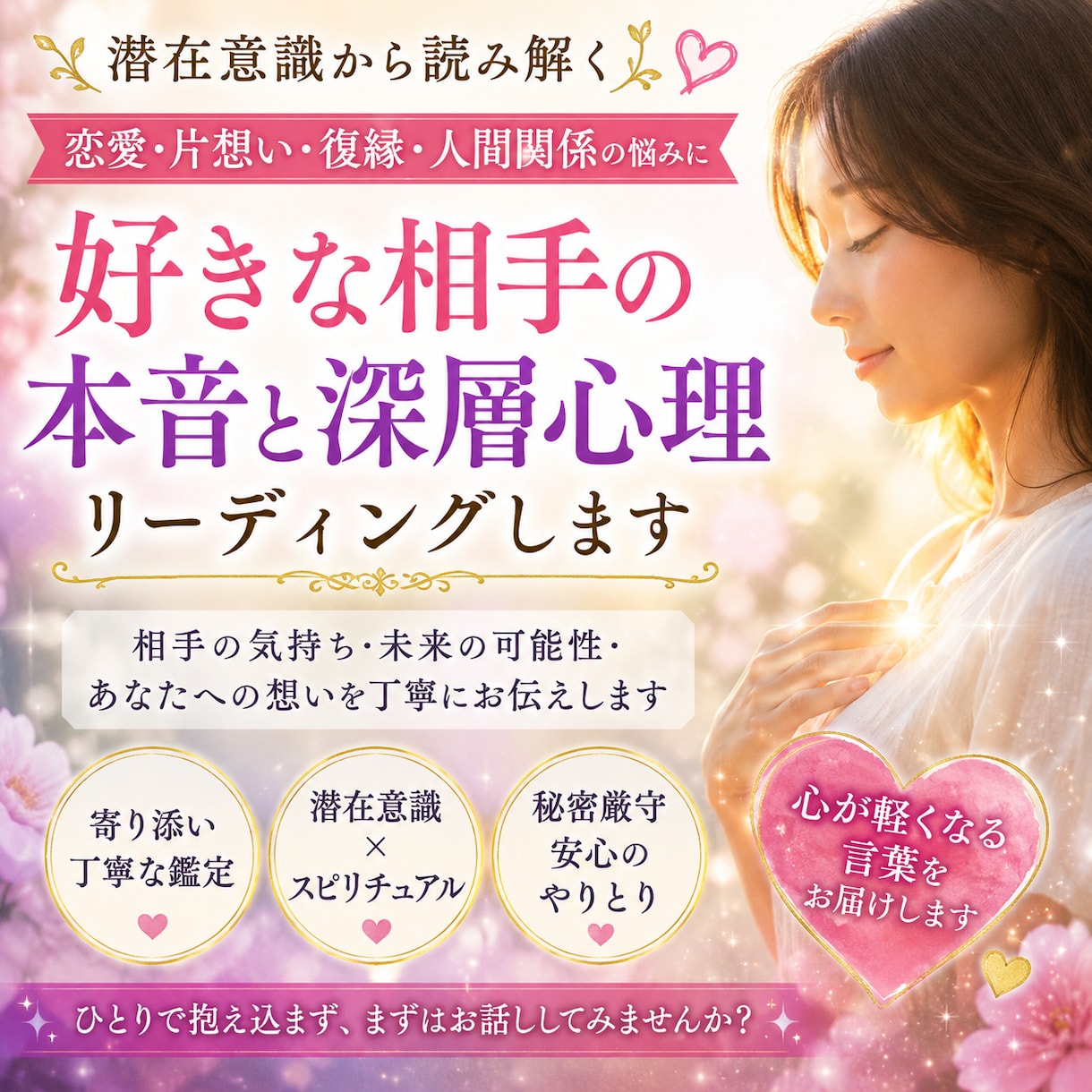 好きな相手とあなたの潜在意識リーディングします 気になる人愛する人の深層本音☆ イメージ1