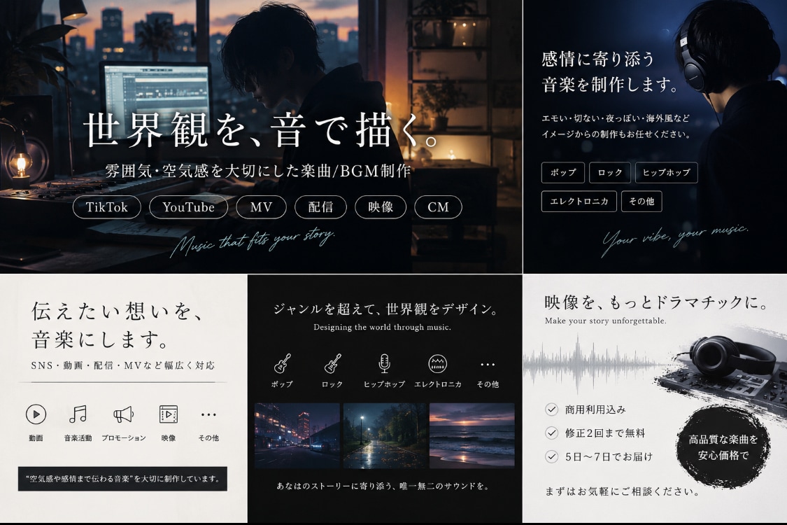 雰囲気や世界観に合う楽曲・BGM制作します 動画の空気感に合う音楽を制作します！ イメージ1