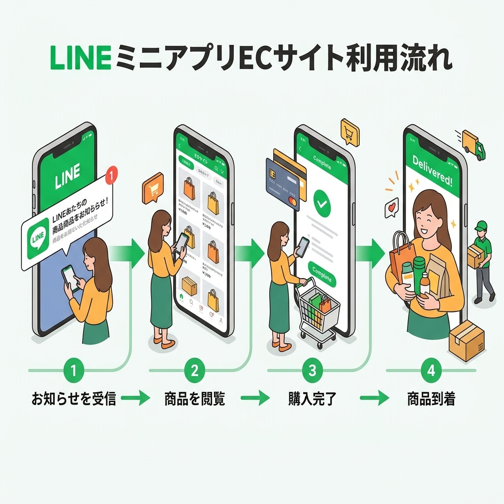 LINEミニアプリ内でECサイトを制作します LINEを開くだけで購入完了！手軽なEC構築 イメージ4