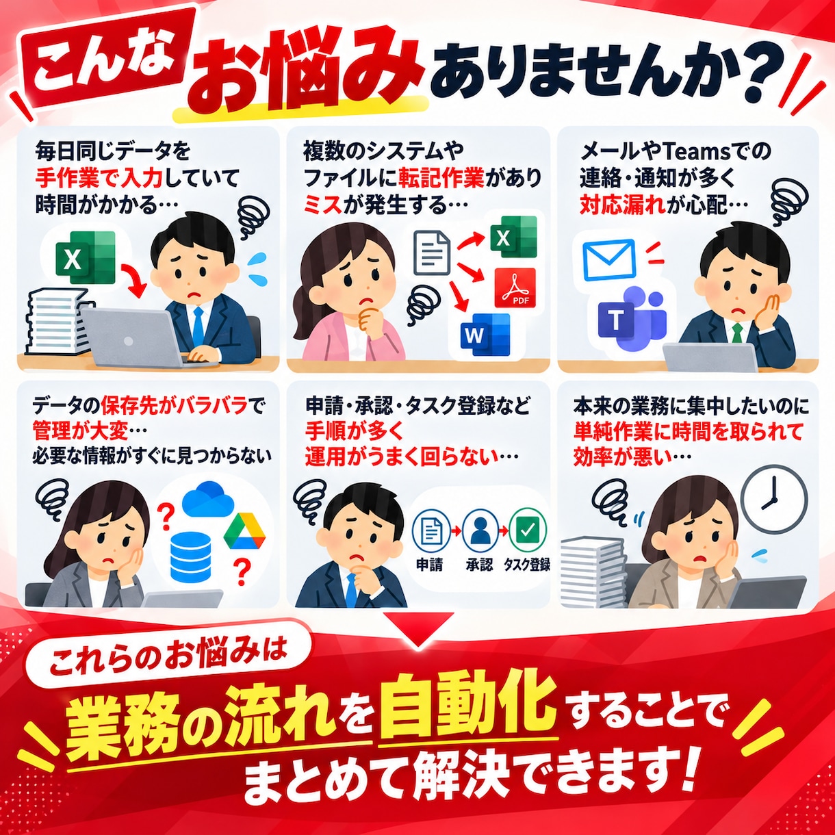 業務の流れをまるごと自動化します Excel・Web・Teams・SaaSで業務全体を自動化 イメージ2