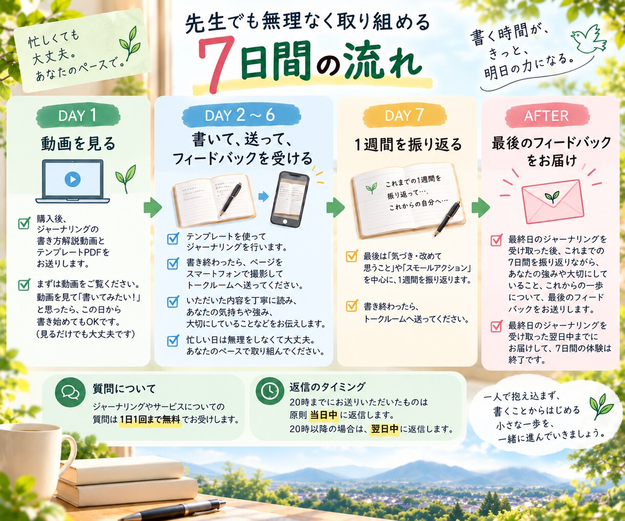 先生の強みを見つけ生かすジャーナリングを支援します 自分の心の声に耳を傾け、貴方らしく輝くための7日間伴走ワーク イメージ6