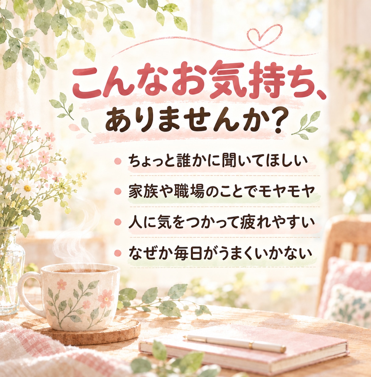 お試し1分からOK|否定ゼロで最後まで聴きます 心理カウンセラーが聴く|HSP・生きづらさ・家族のモヤモヤも イメージ2