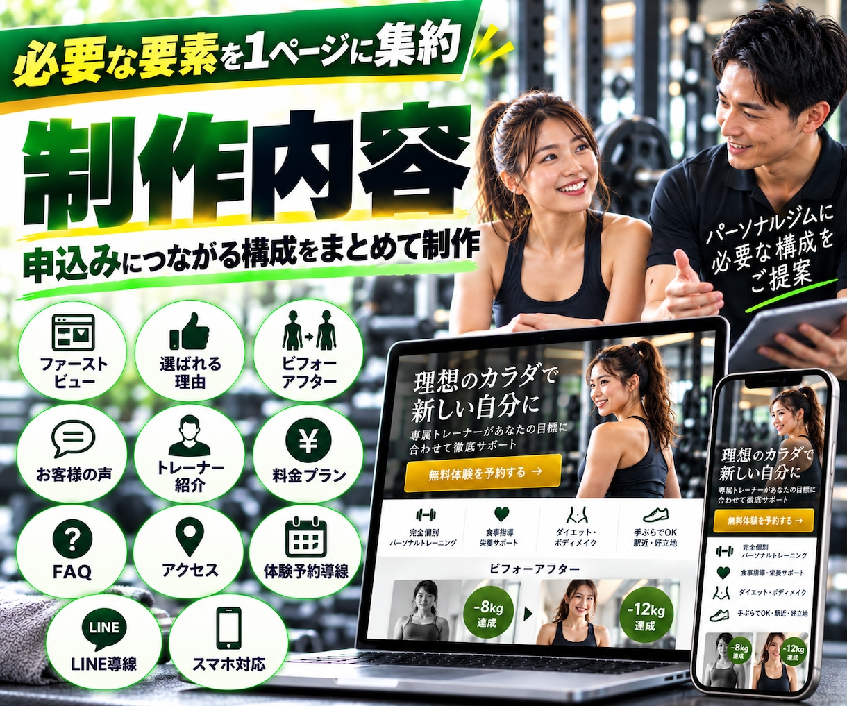 パーソナルジム専門のLPを制作します 体験予約につながる導線重視のLPを制作 イメージ2