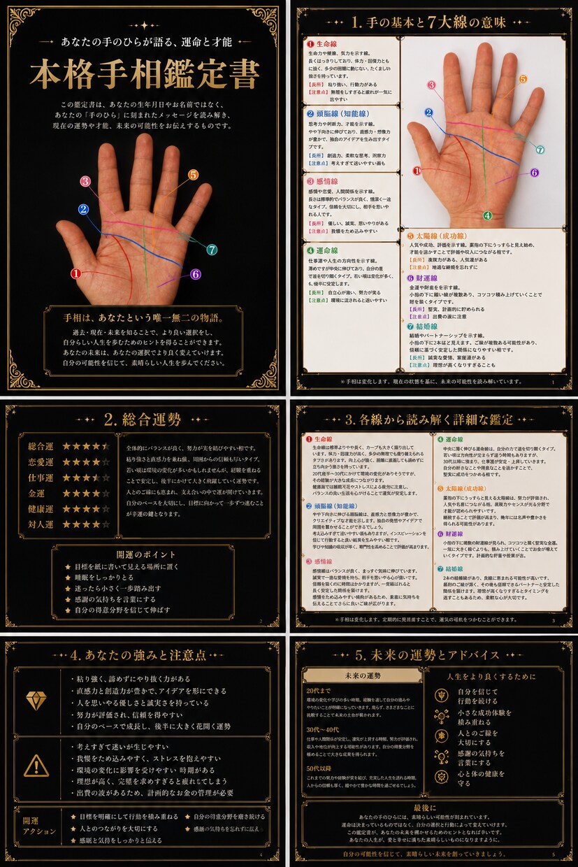 6000字　手のひらから未来の流れを本格鑑定します 左右の手相を読み解き恋愛・仕事・金運・人生の転機まで伝えます イメージ6