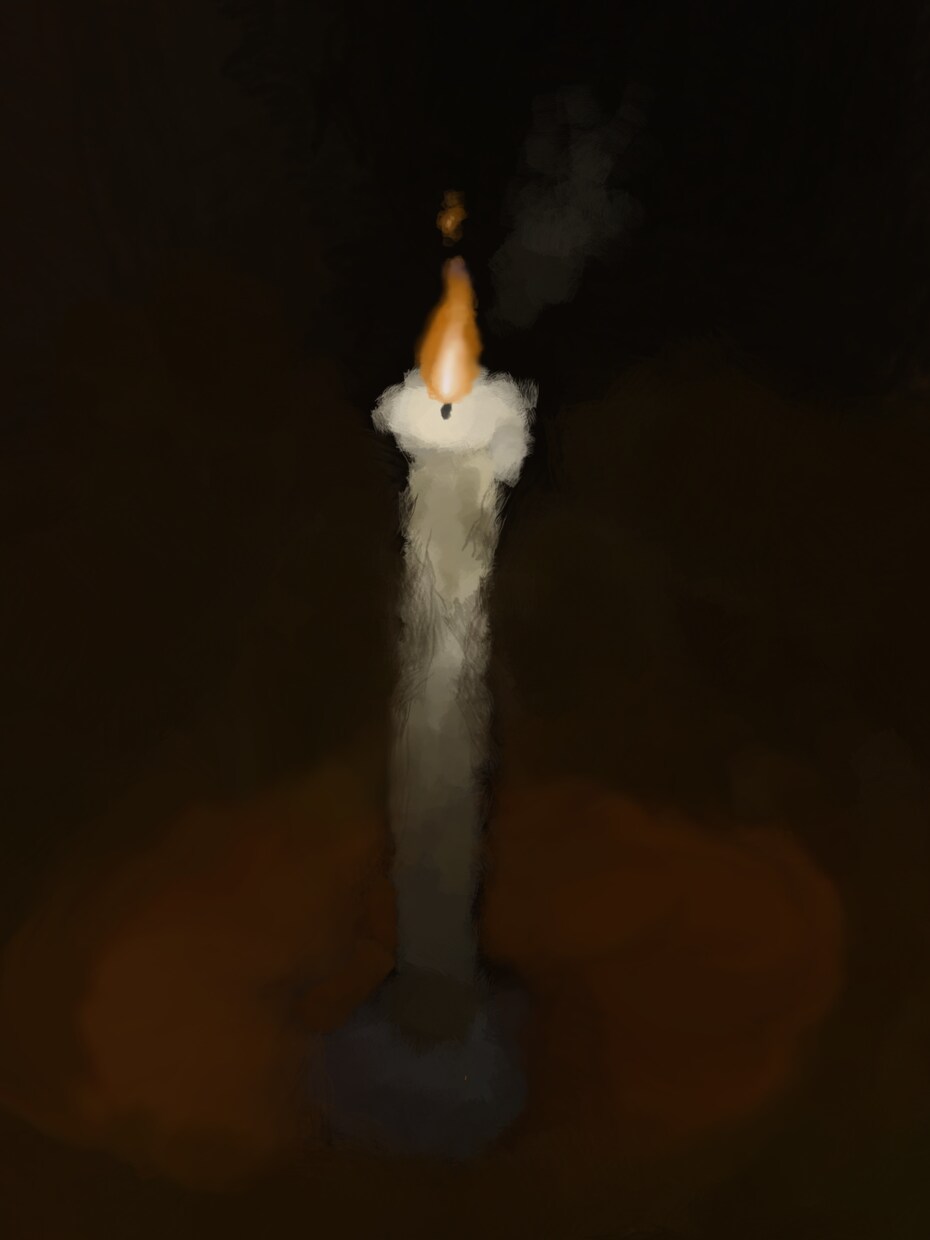 みんなに見てもらえるような絵を描いていきます 暗闇にぼんやりと光るロウソクをイメージしました イメージ1