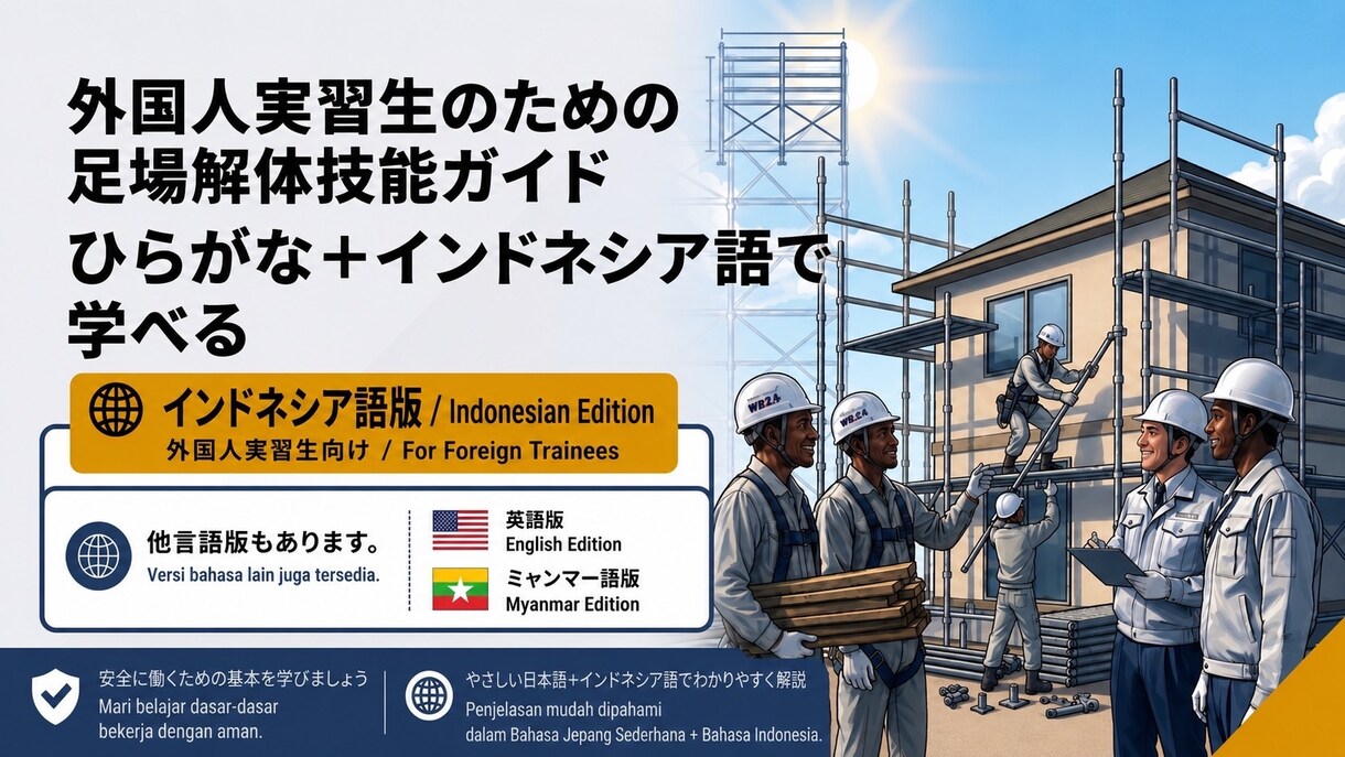 外国人向けの足場の教科書を販売します 現場経験20年作成 外国人向け足場教育5冊 インドネシア語版 イメージ5