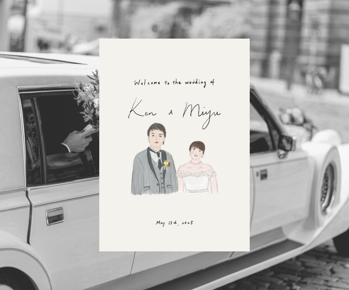 手描きイラスト入りウェディングボード作ります 結婚式アイテム・プレゼント・記念日に イメージ1