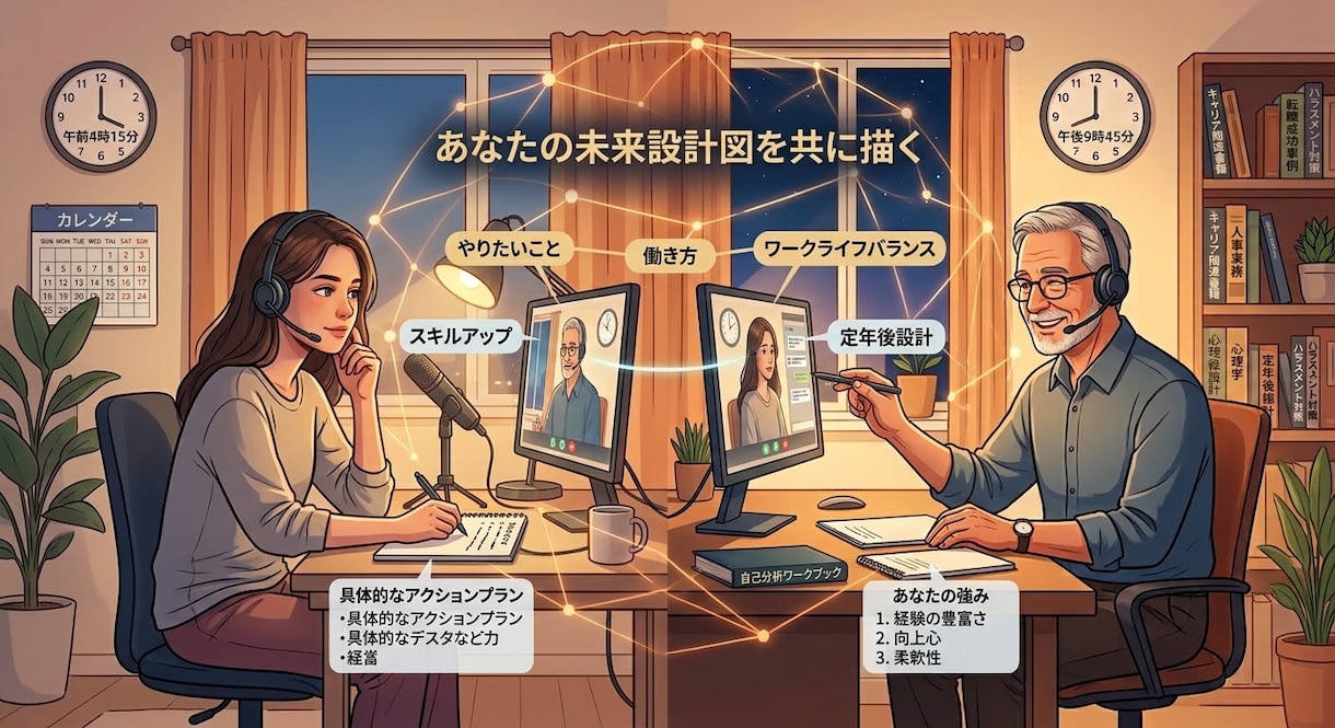 早朝4時・夜間対応◆元人事キャリコンが寄り添います 仕事や人間関係、定年後の不安にお応えします イメージ2