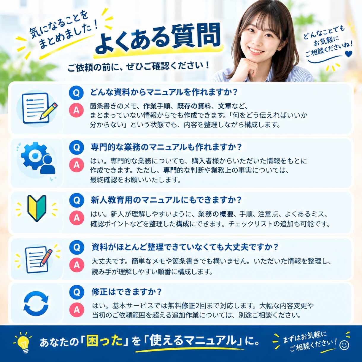 仕事のメモから業務マニュアルを作ります 新人教育や業務整理に役立つマニュアルを作成します イメージ5