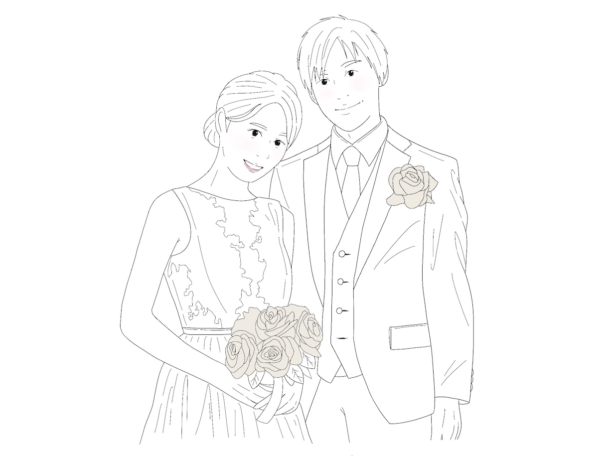 シンプルで可愛い結婚式で使えるイラスト描きます お二人の写真から似ていてもっと可愛いイラストにします！ イメージ9