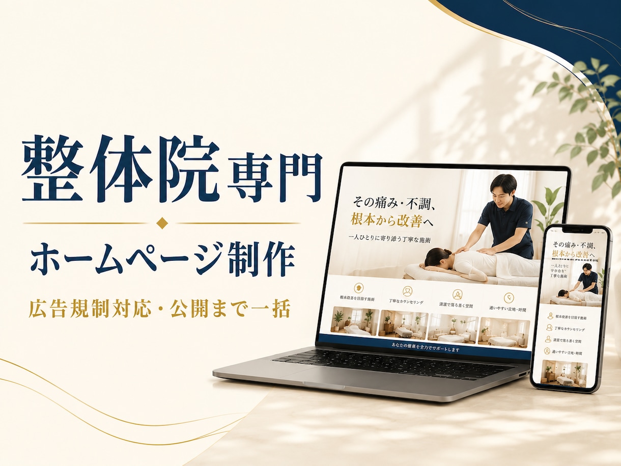 整体院専門｜治療院ホームページを制作します 広告規制に配慮。信頼が伝わる治療院ホームページを制作 イメージ1