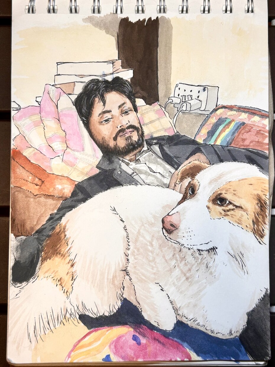 ボールペン×水彩のやさしい似顔絵描きます 思い出をやさしく美しく残す世界に一つの似顔絵です イメージ1