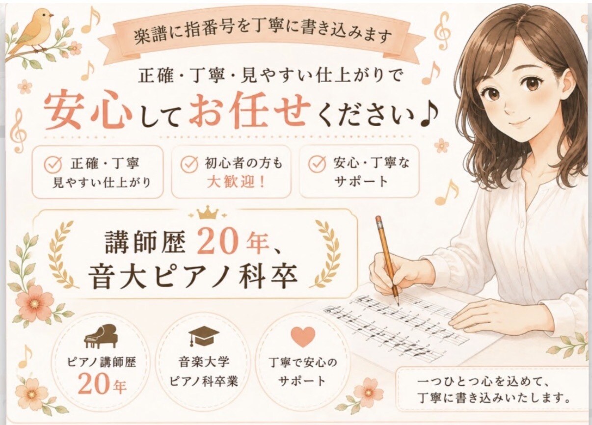 ピアノ楽譜に弾きやすい指番号(運指)を書きます 限定！先着３名様までモニター価格キャンペーン始めました！ イメージ6