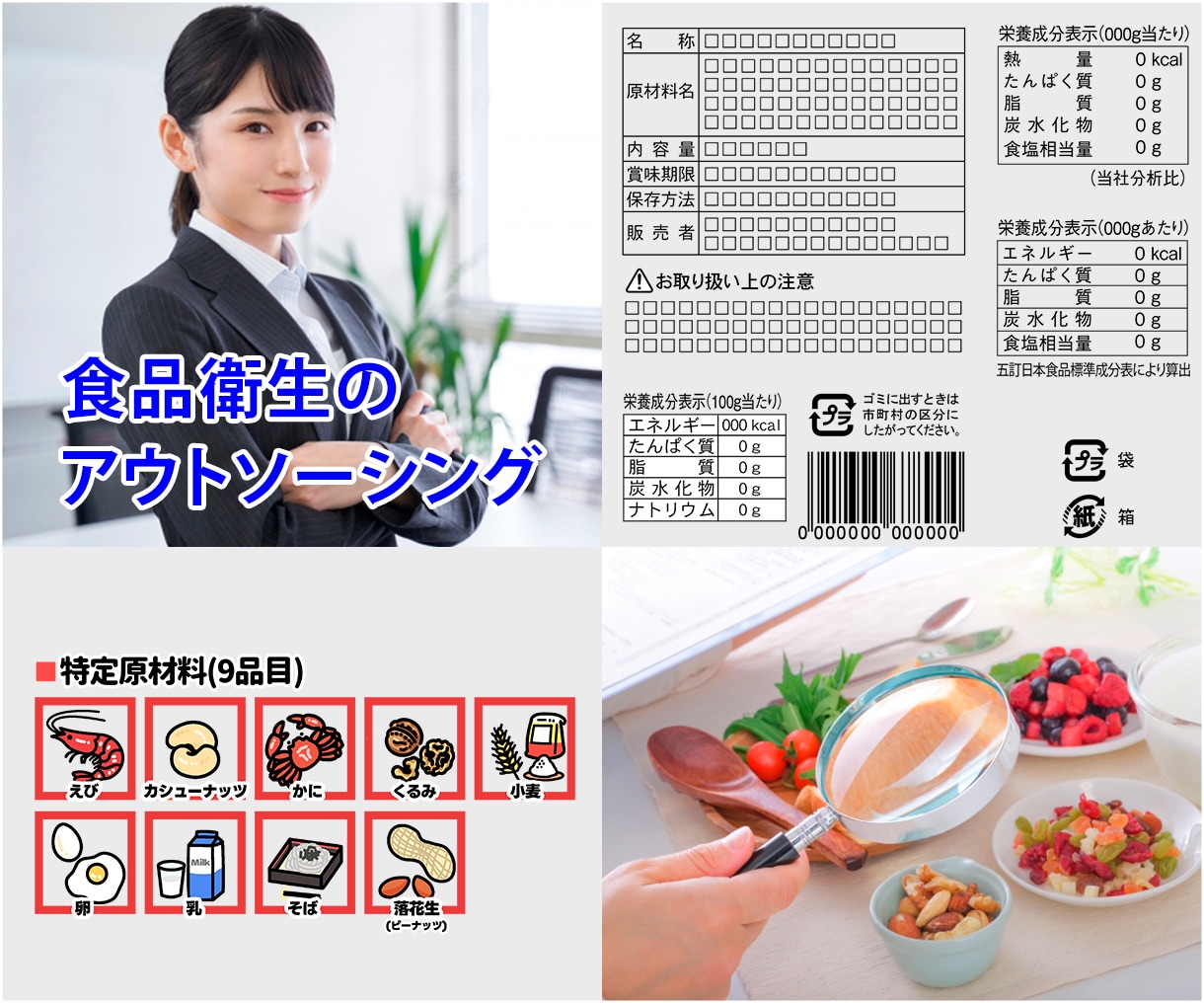 食品表示・一括表示・栄養成分表示のお手伝いします アレルゲンもお任せ！食品衛生・品質管理のアウトソーシング イメージ1
