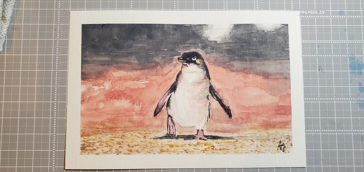 主にペンギンを描いてます 透明水彩を使用してペンギンの絵を描きます。 イメージ6