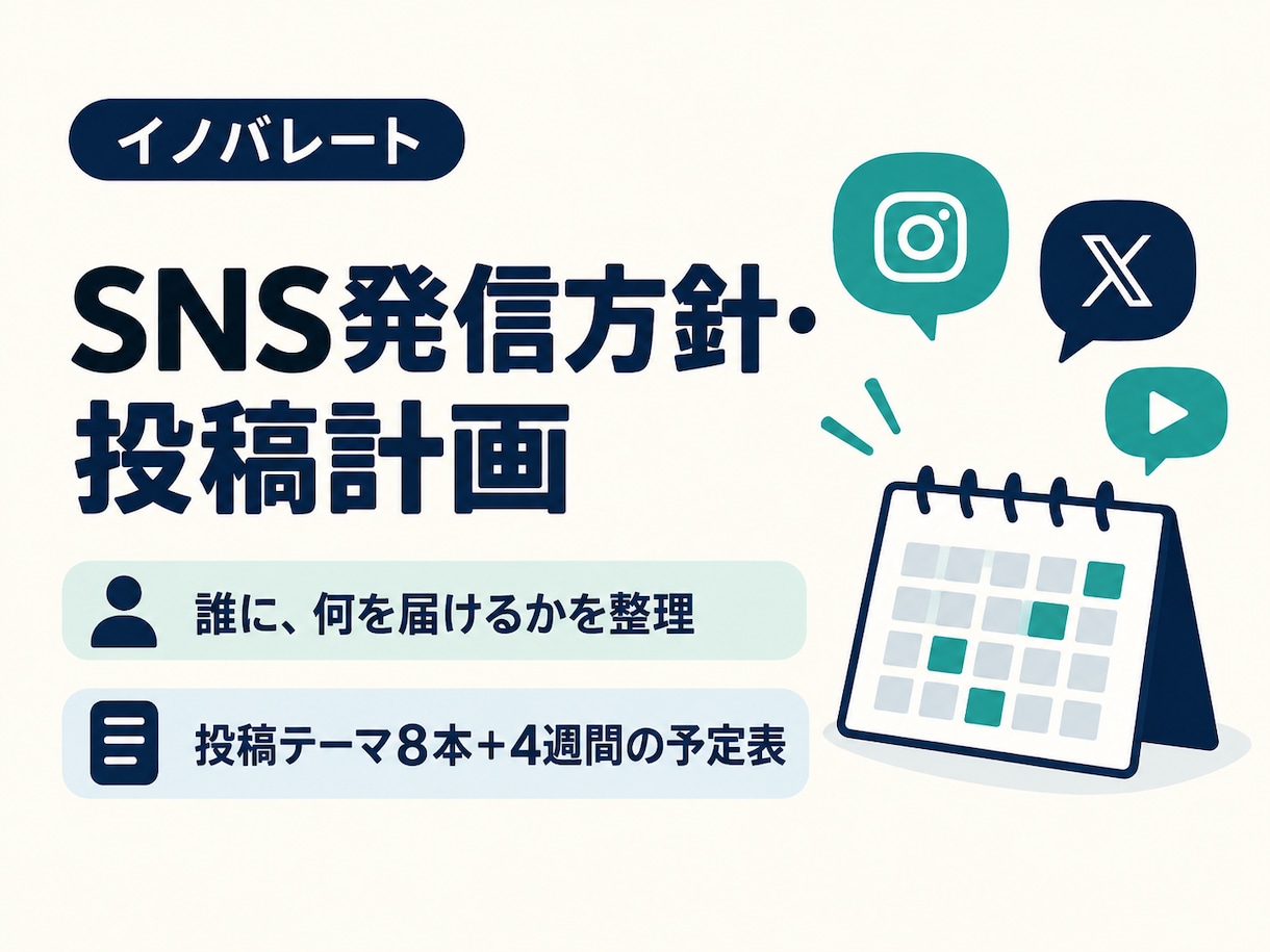 SNSの発信方針と投稿計画を作成します 誰に何を届けるかを整理し、続けやすい発信計画へ イメージ1