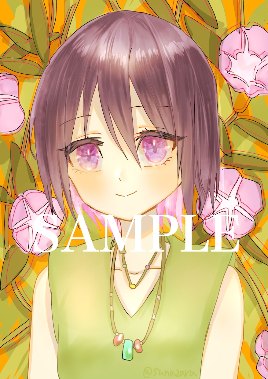 可愛い女の子とお花のイラスト描きます 追加オプションなしで安心！1000円で描きます！ イメージ1