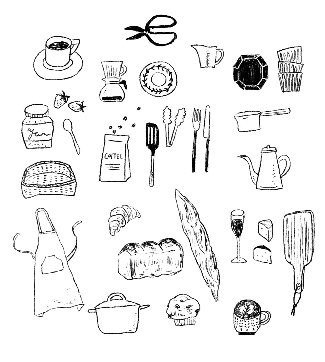 おしゃれな線画イラスト描きます お店のメニューやメッセージカードなどにおすすめです イメージ1