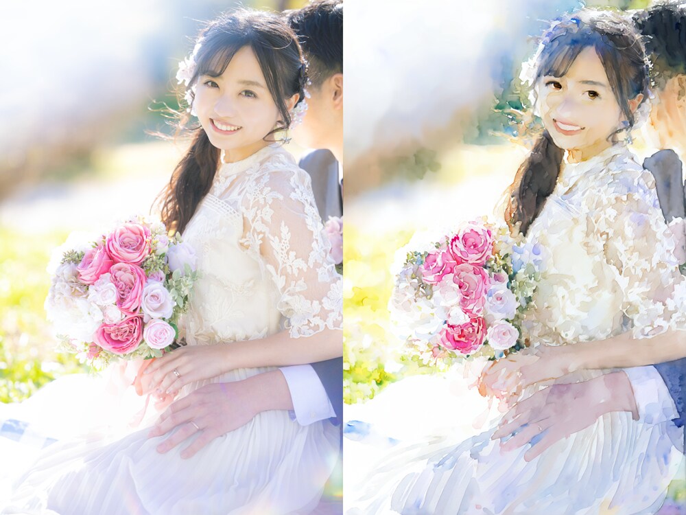水彩画風の似顔絵イラストを作成します 写真をもとにあたたかみのあるイラストを作成 イメージ1