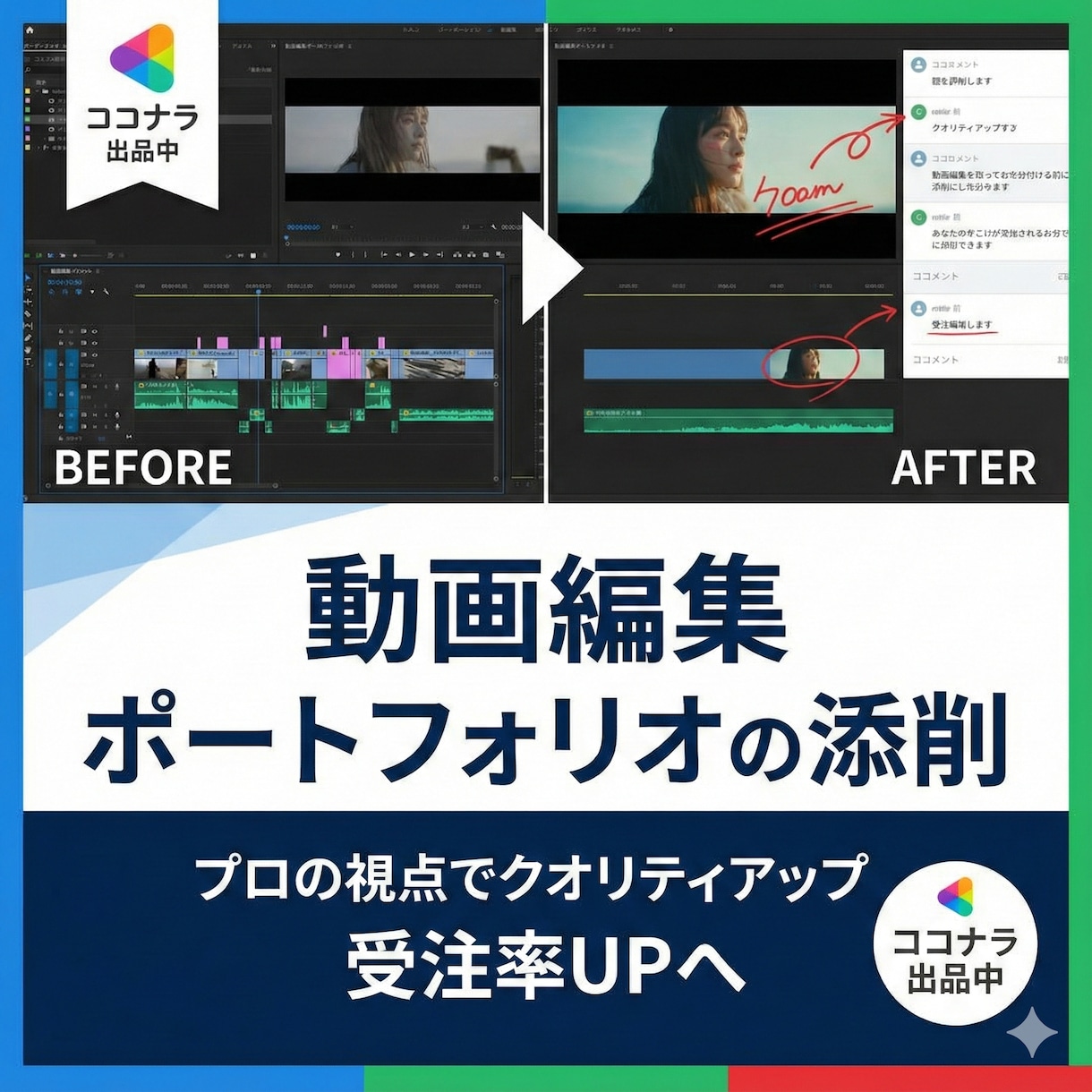 動画編集ポートフォリオを案件が取れる形に添削します 動画編集ポートフォリオのプロ添削 イメージ1