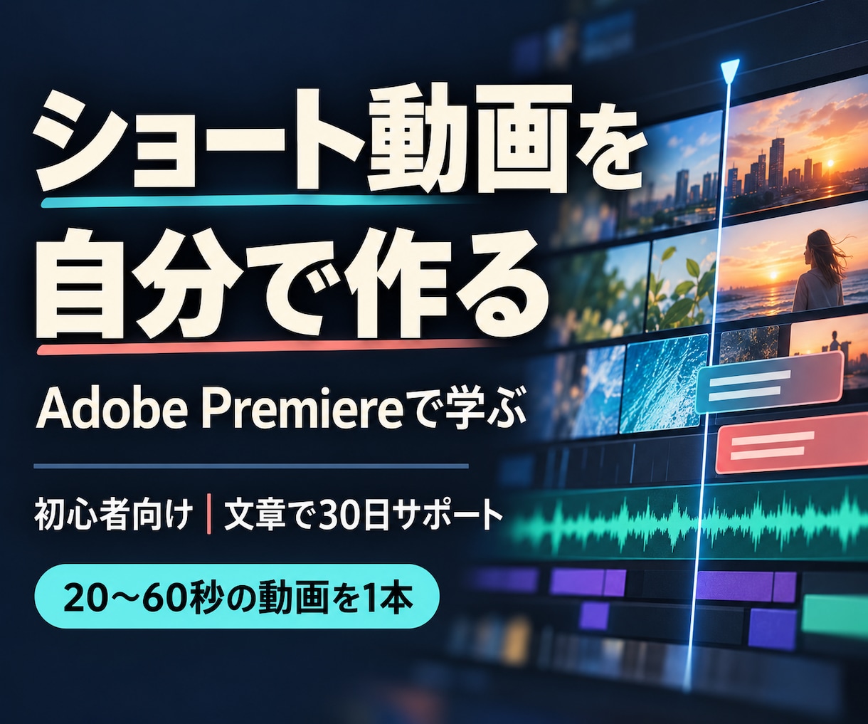 Adobe Premiereでショート編集教えます 初心者歓迎｜文章で1本完成まで30日間サポート イメージ1